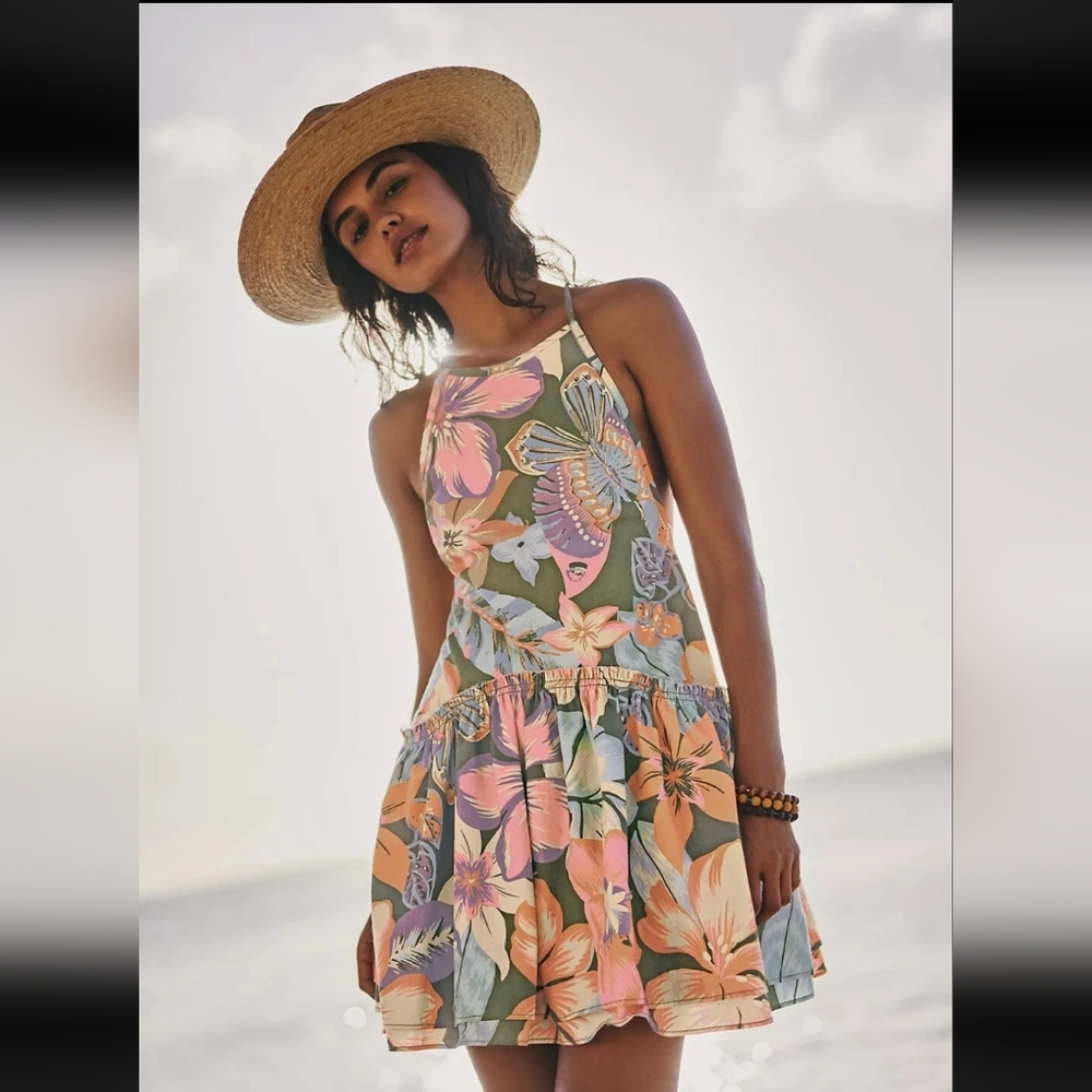 Free People Deserted Island Mini Dress Rainforest Combo Xsmall,smal Summer Beach - Picture 2 of 14
